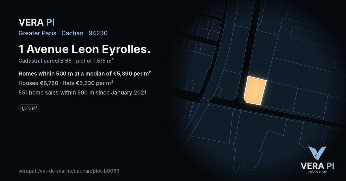 1 Avenue Leon Eyrolles, Cachan at night – the plot lit, the parcels around coloured by the prices near them