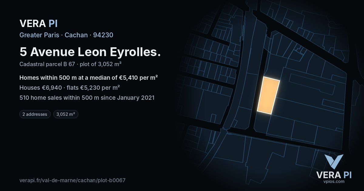 5 Avenue Leon Eyrolles, Cachan at night – the plot lit, the parcels around coloured by the prices near them