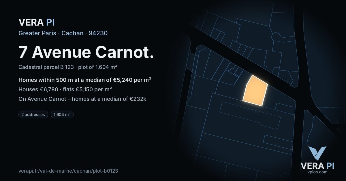 7 Avenue Carnot, Cachan at night – the plot lit, the parcels around coloured by the prices near them