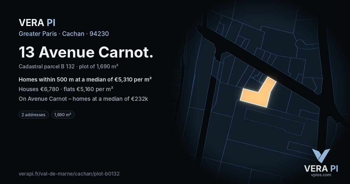 13 Avenue Carnot, Cachan at night – the plot lit, the parcels around coloured by the prices near them