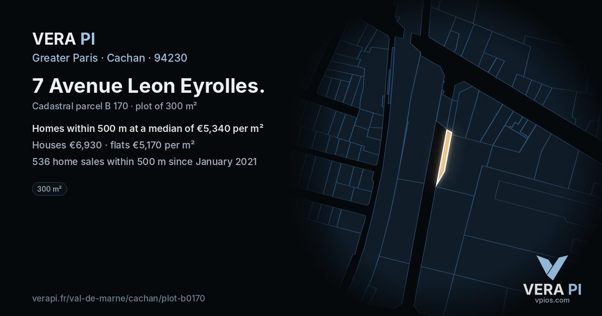 7 Avenue Leon Eyrolles, Cachan at night – the plot lit, the parcels around coloured by the prices near them