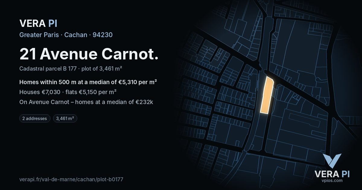 21 Avenue Carnot, Cachan at night – the plot lit, the parcels around coloured by the prices near them