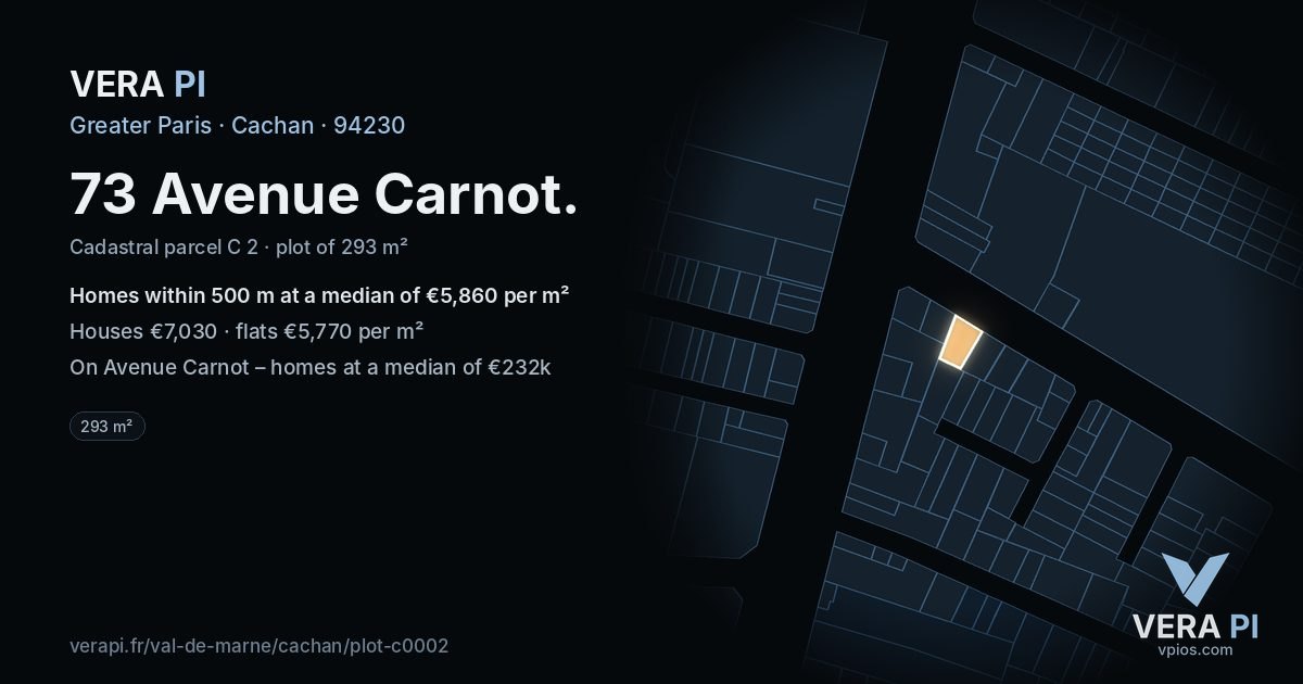 73 Avenue Carnot, Cachan at night – the plot lit, the parcels around coloured by the prices near them