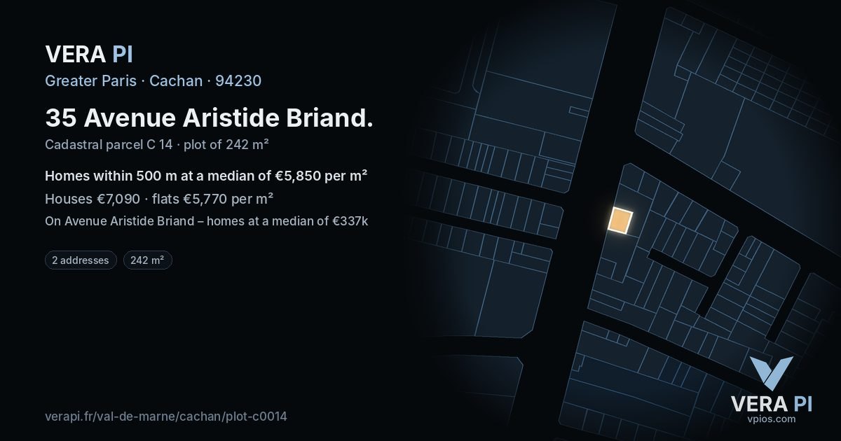 35 Avenue Aristide Briand, Cachan at night – the plot lit, the parcels around coloured by the prices near them