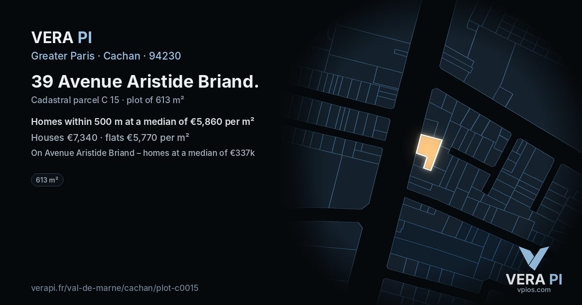 39 Avenue Aristide Briand, Cachan at night – the plot lit, the parcels around coloured by the prices near them