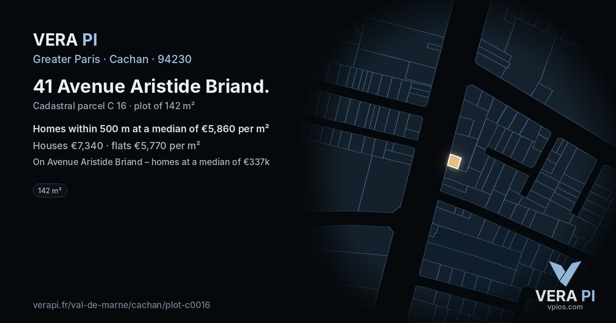 41 Avenue Aristide Briand, Cachan at night – the plot lit, the parcels around coloured by the prices near them