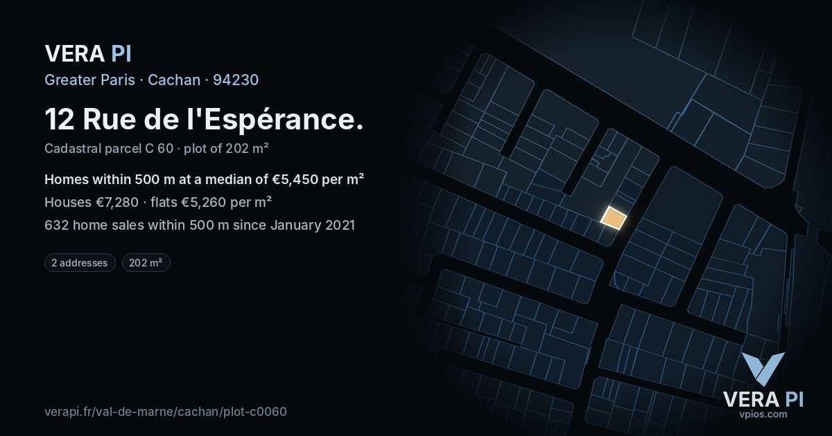 12 Rue de l'Espérance, Cachan at night – the plot lit, the parcels around coloured by the prices near them