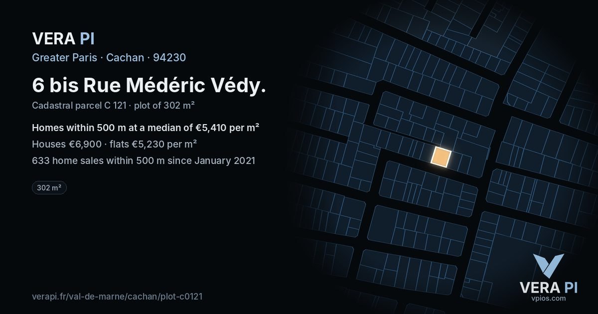 6 bis Rue Médéric Védy, Cachan at night – the plot lit, the parcels around coloured by the prices near them