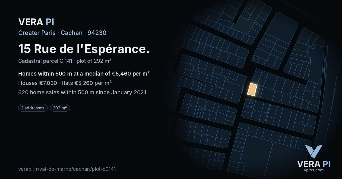 15 Rue de l'Espérance, Cachan at night – the plot lit, the parcels around coloured by the prices near them