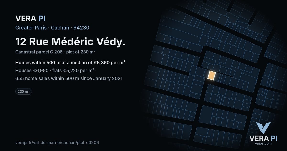 12 Rue Médéric Védy, Cachan at night – the plot lit, the parcels around coloured by the prices near them
