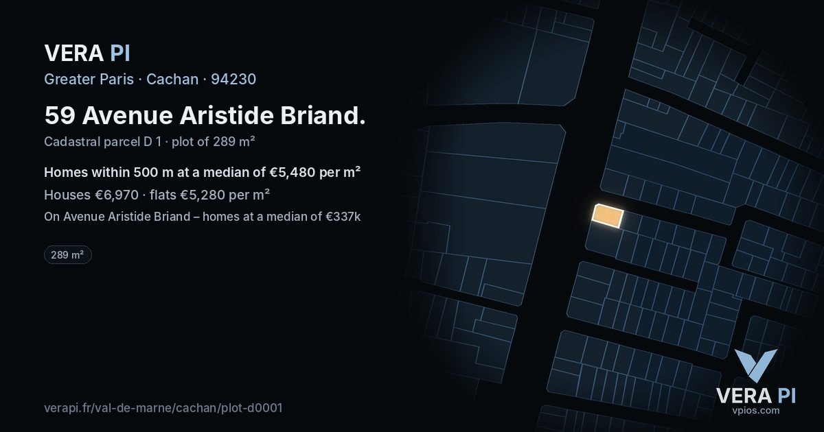 59 Avenue Aristide Briand, Cachan at night – the plot lit, the parcels around coloured by the prices near them