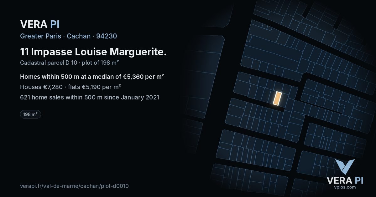 11 Impasse Louise Marguerite, Cachan at night – the plot lit, the parcels around coloured by the prices near them