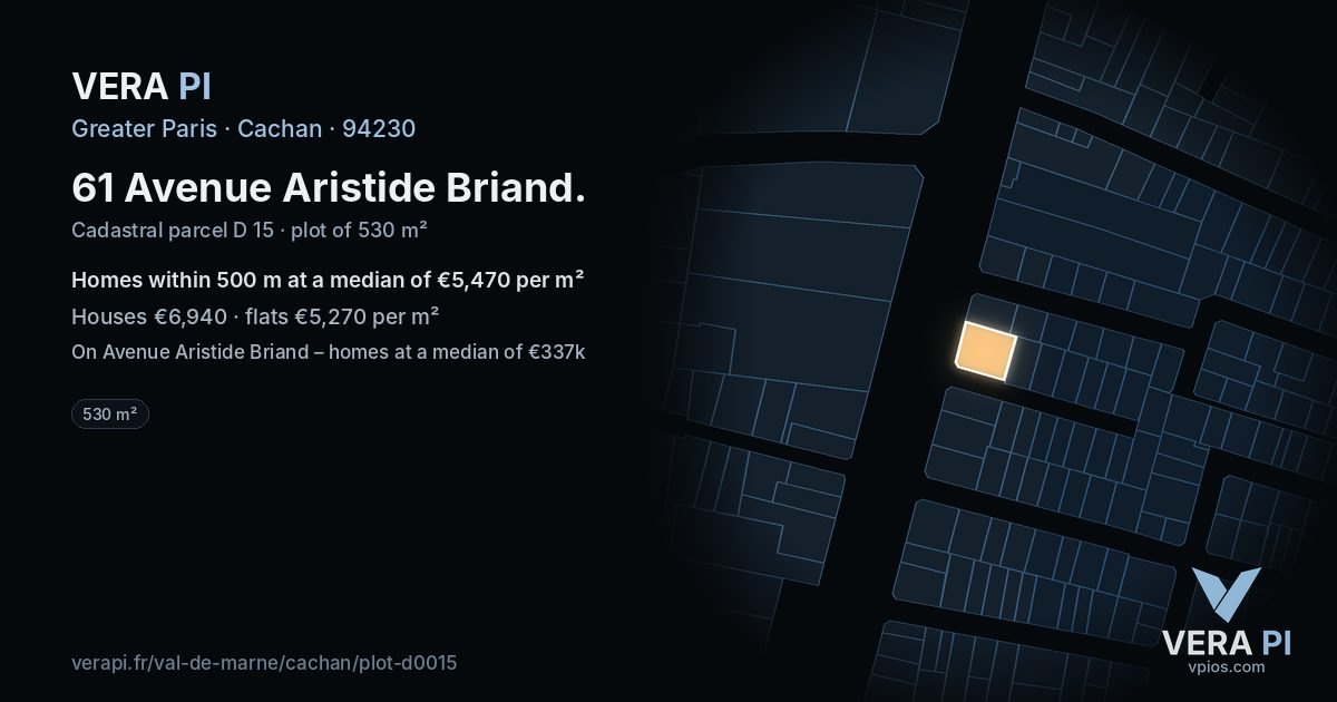 61 Avenue Aristide Briand, Cachan at night – the plot lit, the parcels around coloured by the prices near them
