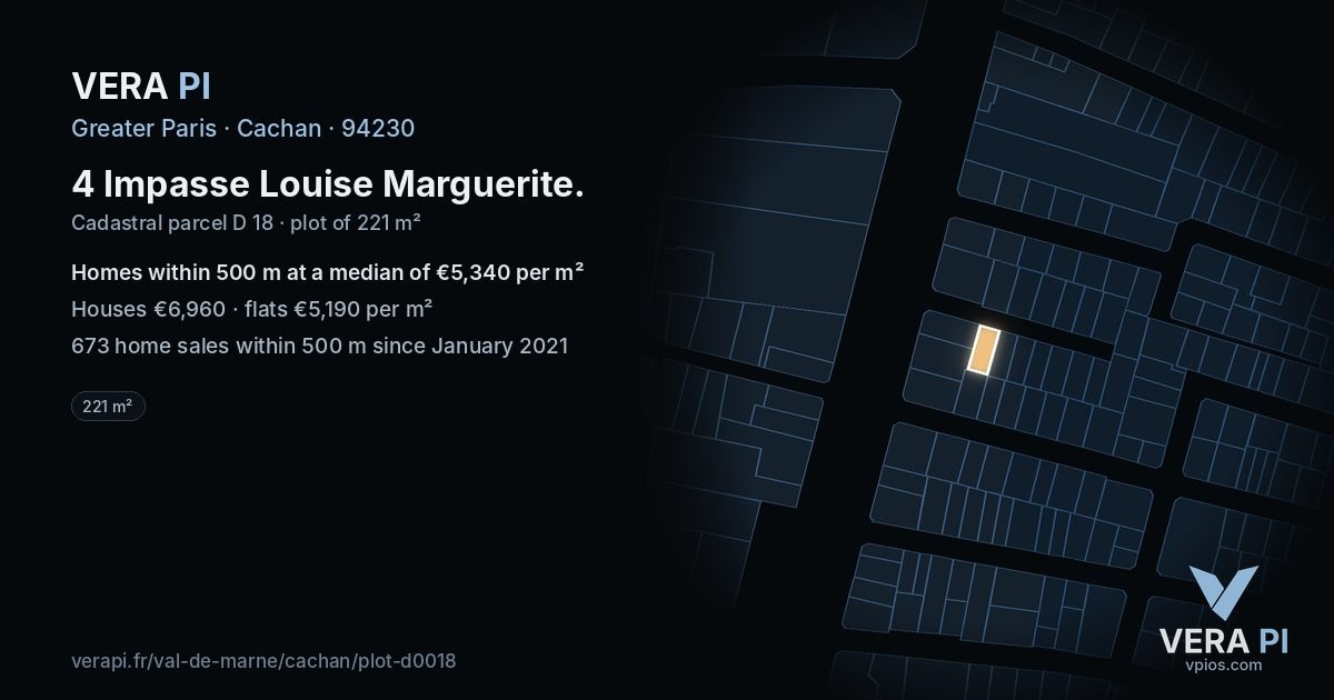 4 Impasse Louise Marguerite, Cachan at night – the plot lit, the parcels around coloured by the prices near them