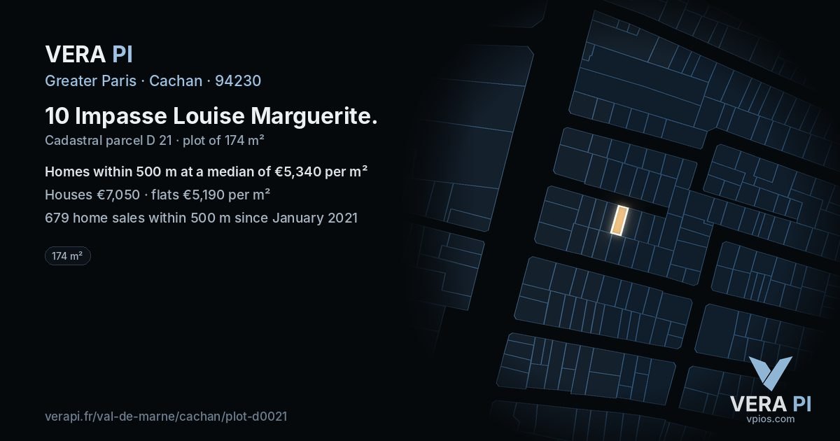 10 Impasse Louise Marguerite, Cachan at night – the plot lit, the parcels around coloured by the prices near them