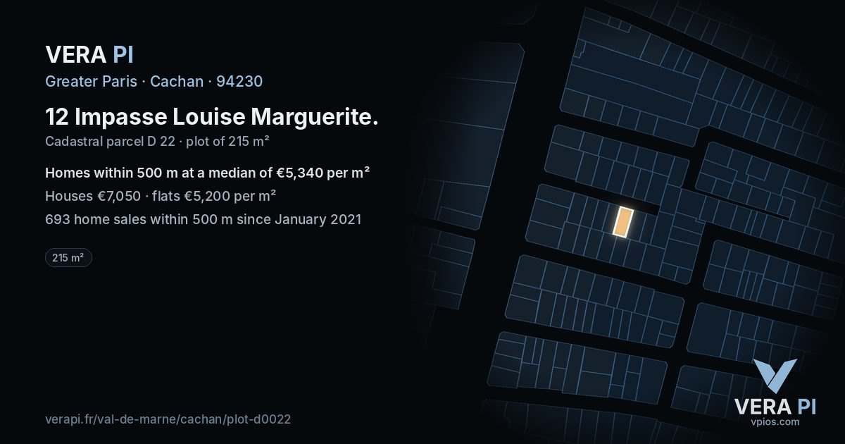 12 Impasse Louise Marguerite, Cachan at night – the plot lit, the parcels around coloured by the prices near them