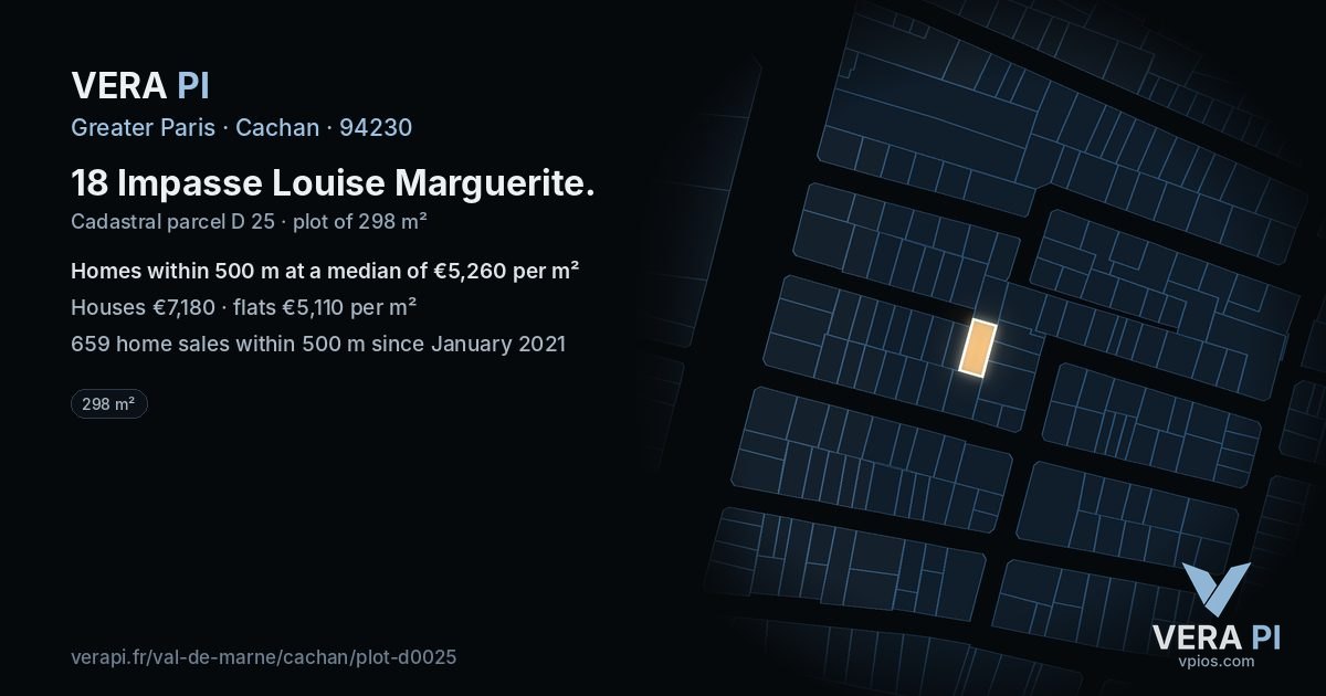 18 Impasse Louise Marguerite, Cachan at night – the plot lit, the parcels around coloured by the prices near them