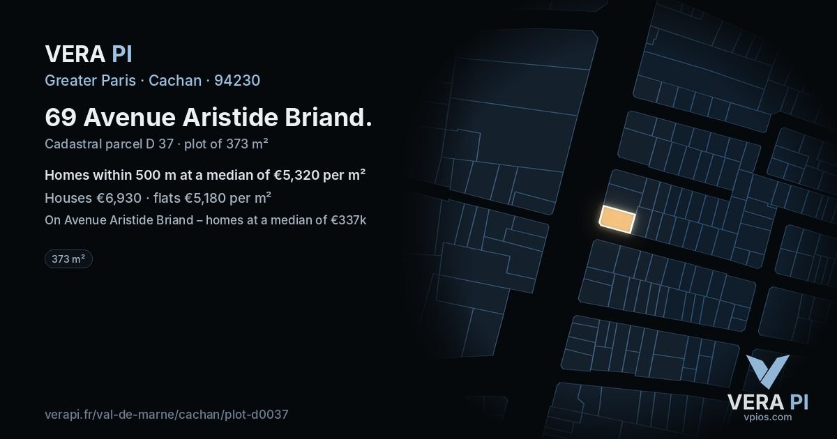 69 Avenue Aristide Briand, Cachan at night – the plot lit, the parcels around coloured by the prices near them