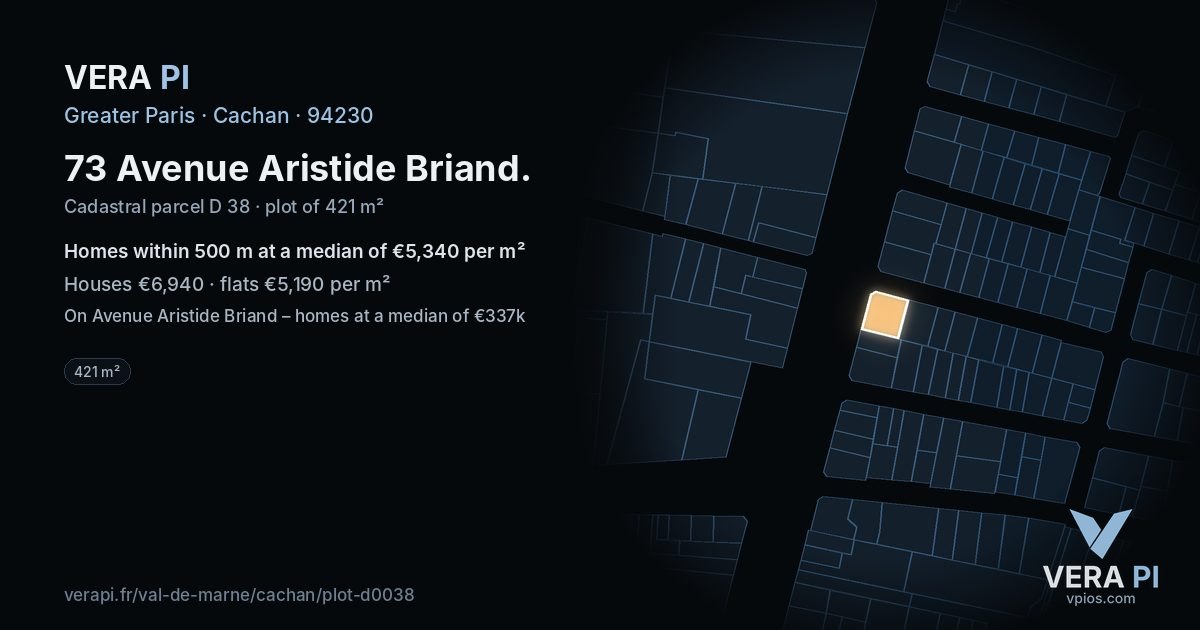 73 Avenue Aristide Briand, Cachan at night – the plot lit, the parcels around coloured by the prices near them
