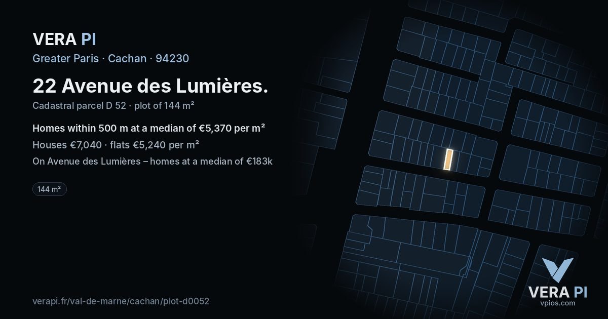 22 Avenue des Lumières, Cachan at night – the plot lit, the parcels around coloured by the prices near them