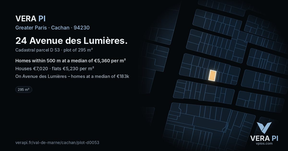 24 Avenue des Lumières, Cachan at night – the plot lit, the parcels around coloured by the prices near them
