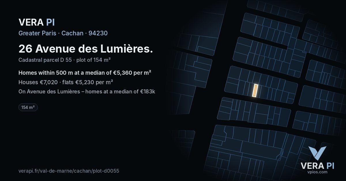 26 Avenue des Lumières, Cachan at night – the plot lit, the parcels around coloured by the prices near them