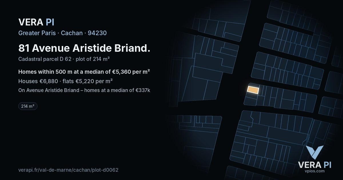 81 Avenue Aristide Briand, Cachan at night – the plot lit, the parcels around coloured by the prices near them