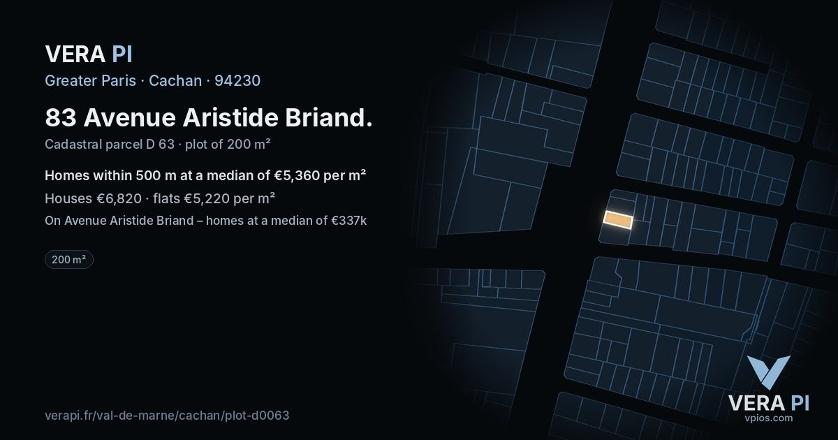 83 Avenue Aristide Briand, Cachan at night – the plot lit, the parcels around coloured by the prices near them