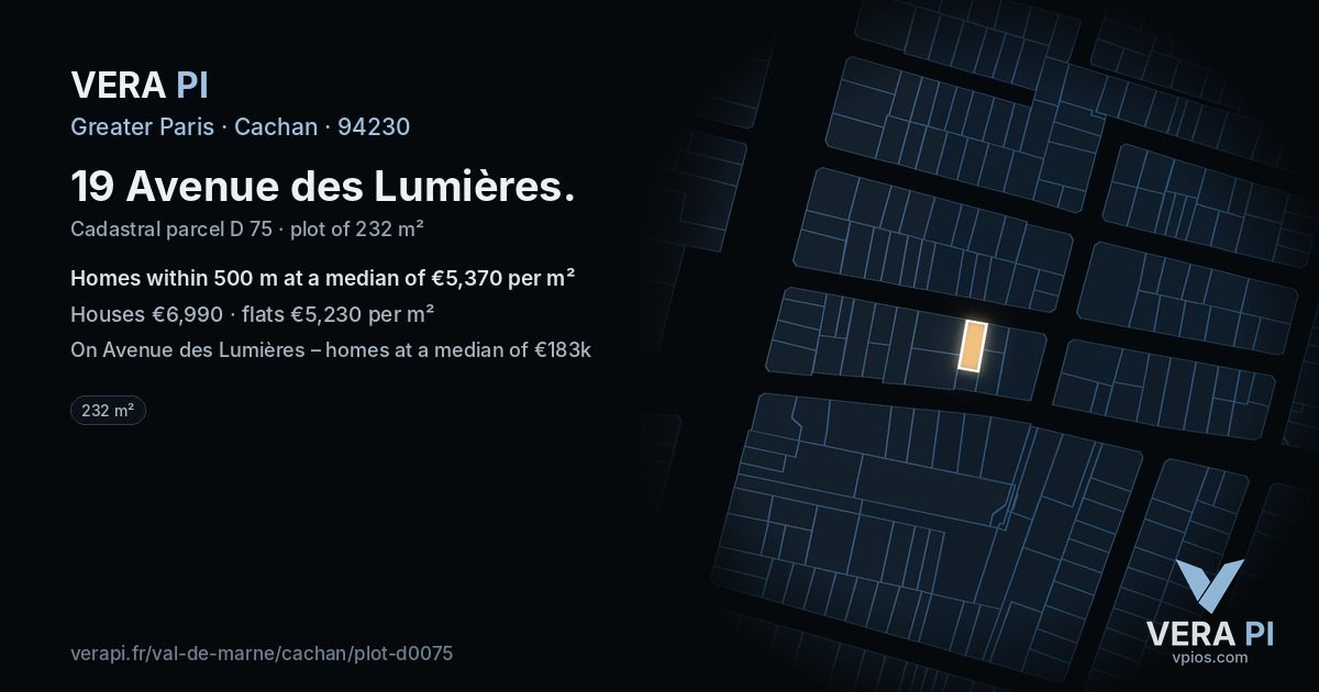 19 Avenue des Lumières, Cachan at night – the plot lit, the parcels around coloured by the prices near them