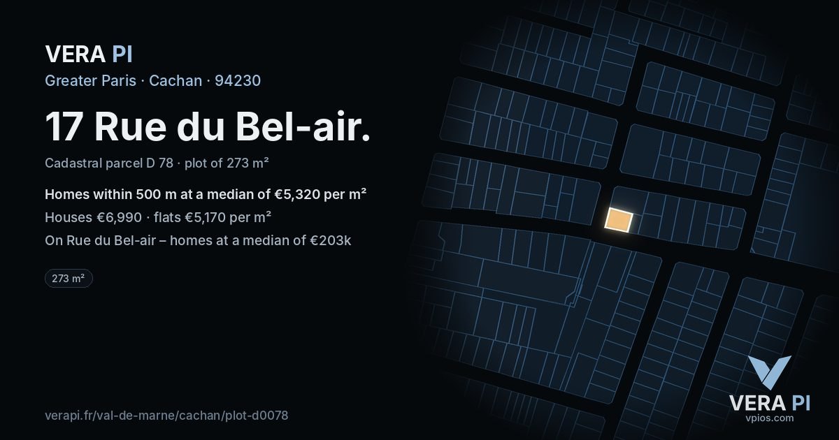17 Rue du Bel-air, Cachan at night – the plot lit, the parcels around coloured by the prices near them