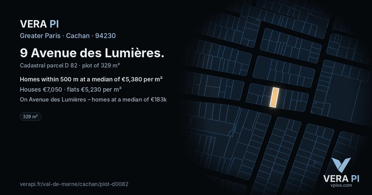 9 Avenue des Lumières, Cachan at night – the plot lit, the parcels around coloured by the prices near them