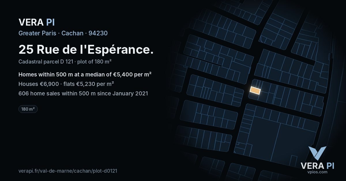 25 Rue de l'Espérance, Cachan at night – the plot lit, the parcels around coloured by the prices near them