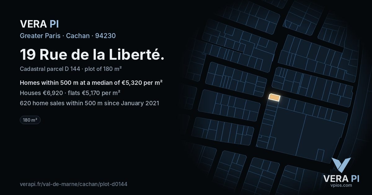 19 Rue de la Liberté, Cachan at night – the plot lit, the parcels around coloured by the prices near them