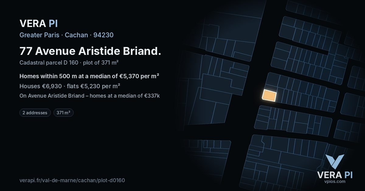 77 Avenue Aristide Briand, Cachan at night – the plot lit, the parcels around coloured by the prices near them