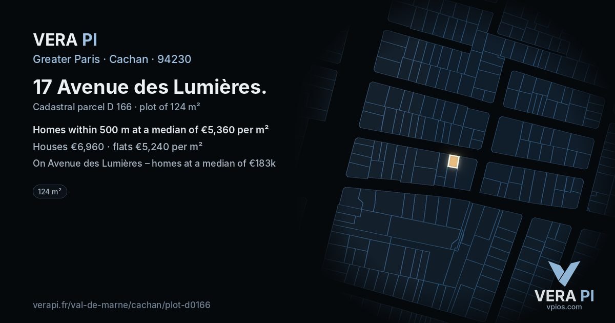 17 Avenue des Lumières, Cachan at night – the plot lit, the parcels around coloured by the prices near them