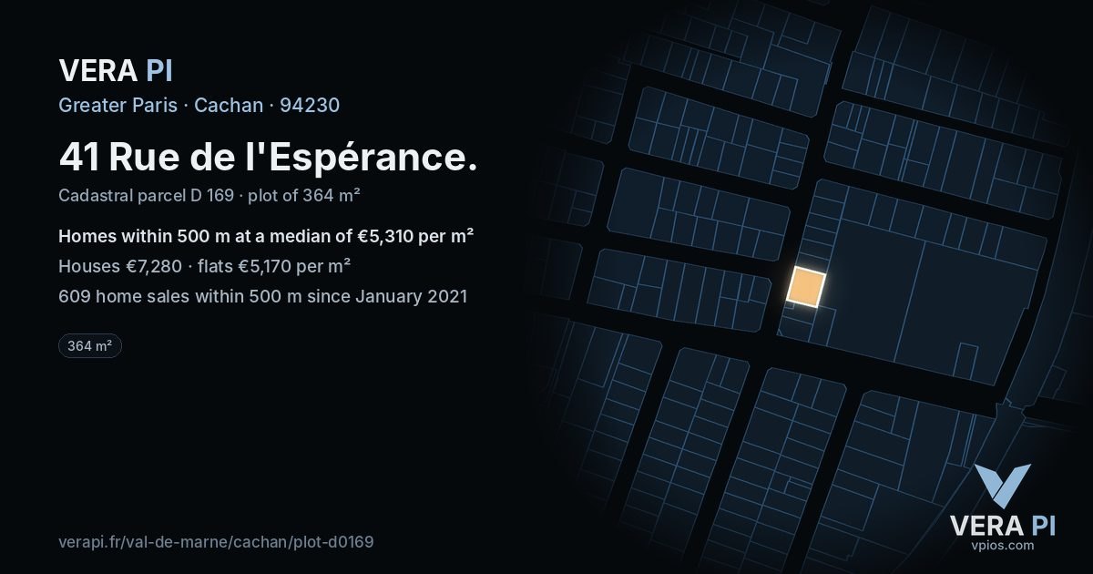 41 Rue de l'Espérance, Cachan at night – the plot lit, the parcels around coloured by the prices near them