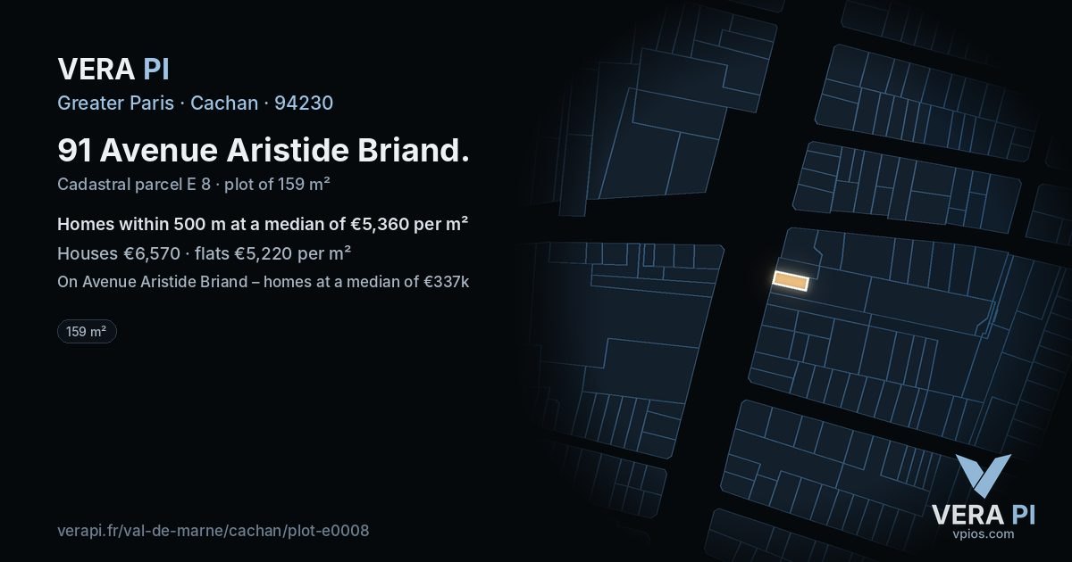 91 Avenue Aristide Briand, Cachan at night – the plot lit, the parcels around coloured by the prices near them