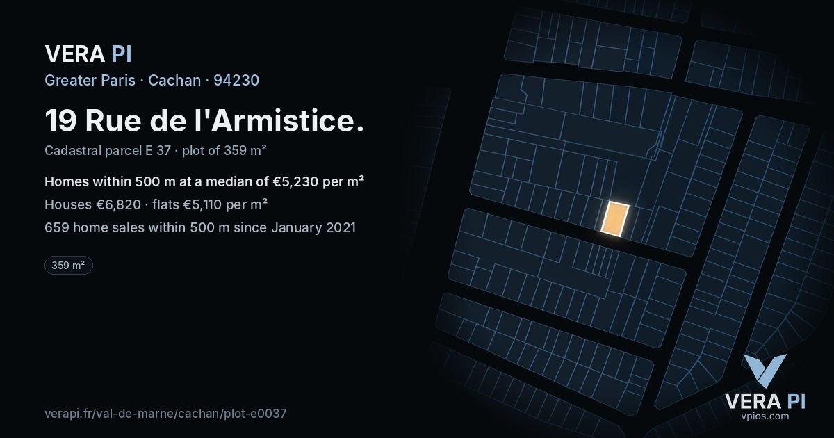 19 Rue de l'Armistice, Cachan at night – the plot lit, the parcels around coloured by the prices near them
