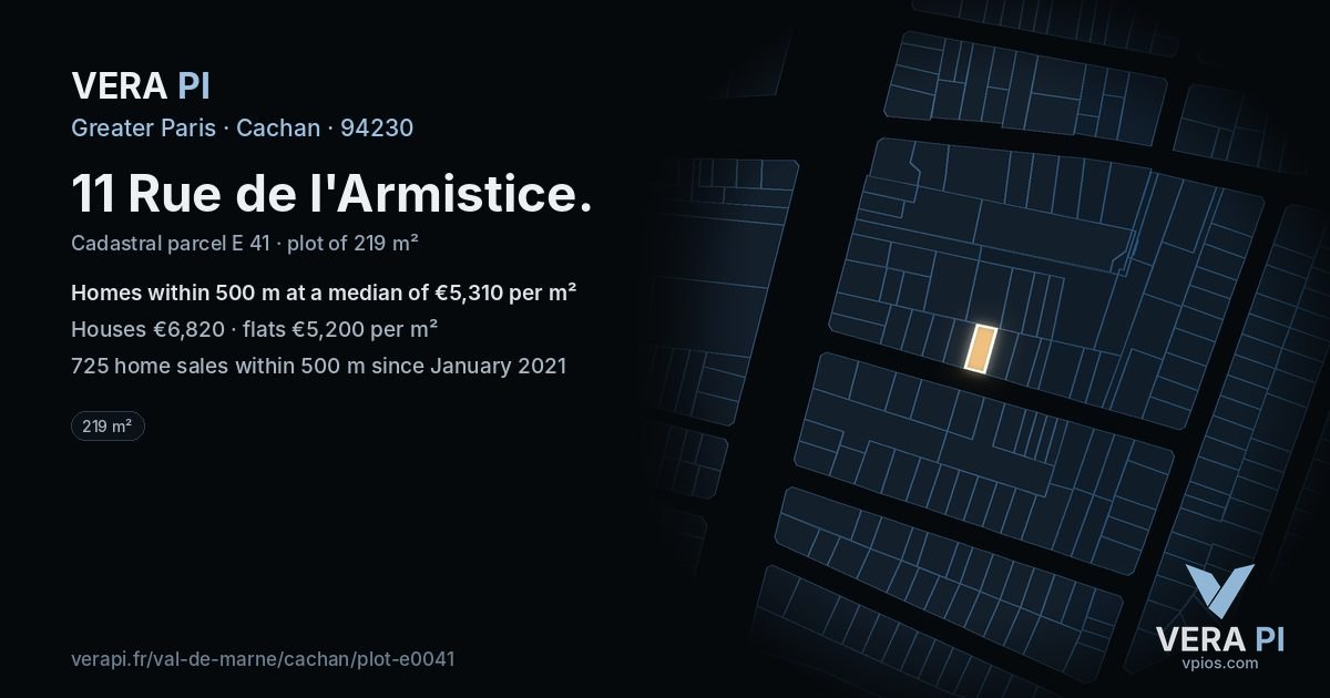 11 Rue de l'Armistice, Cachan at night – the plot lit, the parcels around coloured by the prices near them