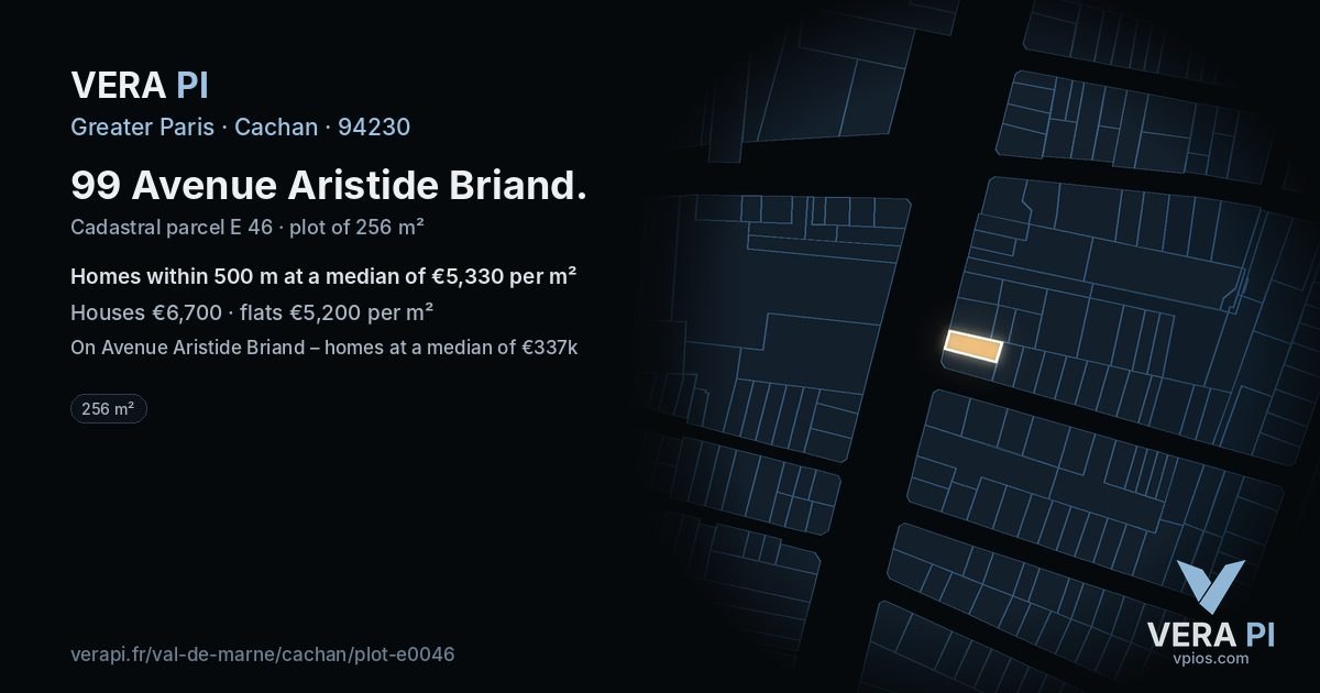 99 Avenue Aristide Briand, Cachan at night – the plot lit, the parcels around coloured by the prices near them