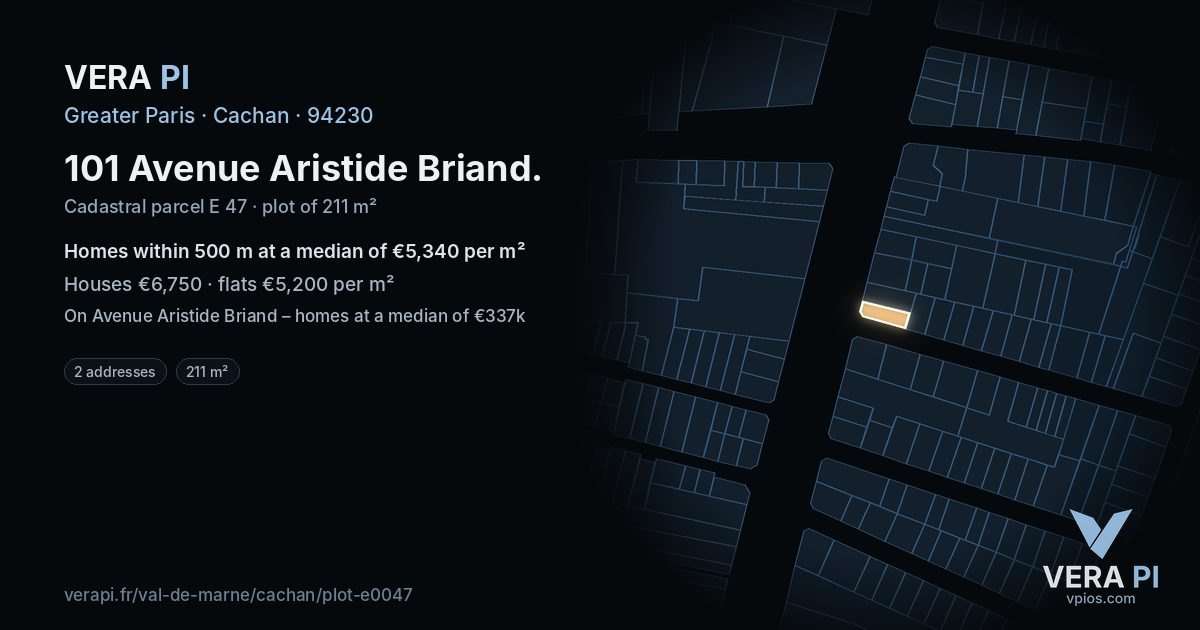 101 Avenue Aristide Briand, Cachan at night – the plot lit, the parcels around coloured by the prices near them