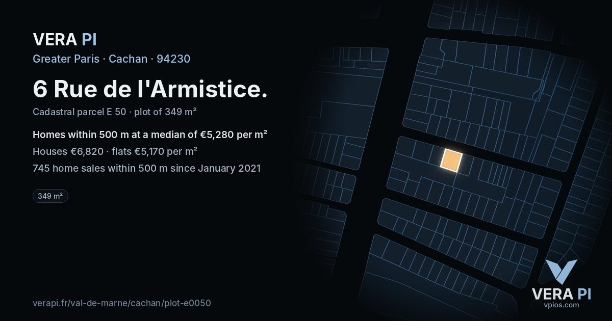 6 Rue de l'Armistice, Cachan at night – the plot lit, the parcels around coloured by the prices near them