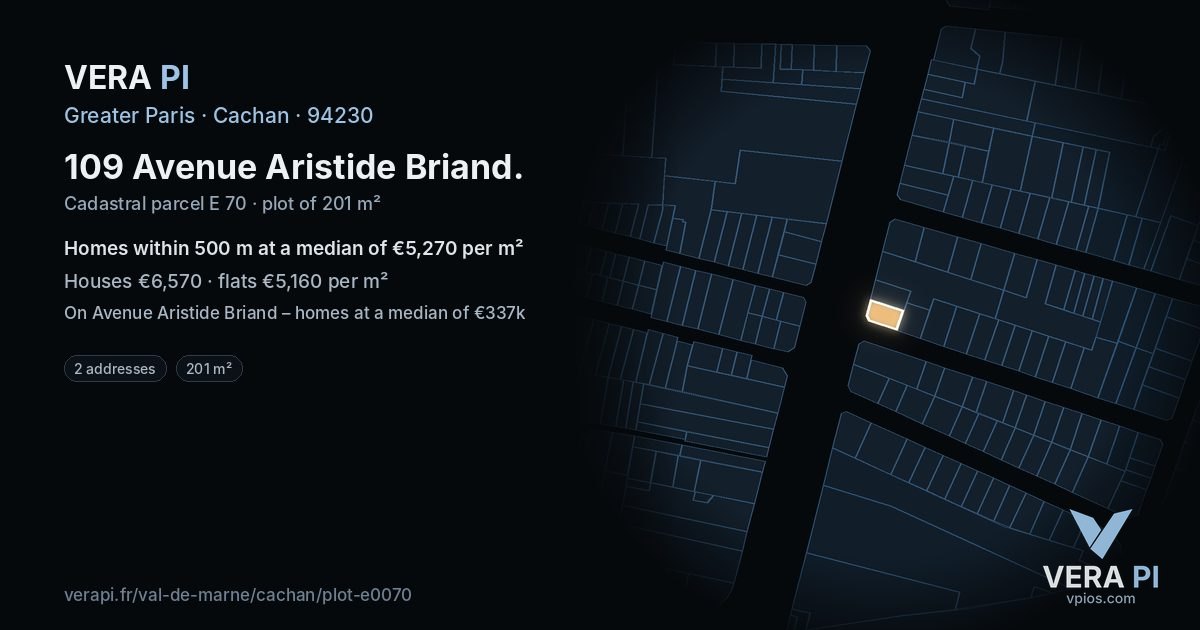 109 Avenue Aristide Briand, Cachan at night – the plot lit, the parcels around coloured by the prices near them