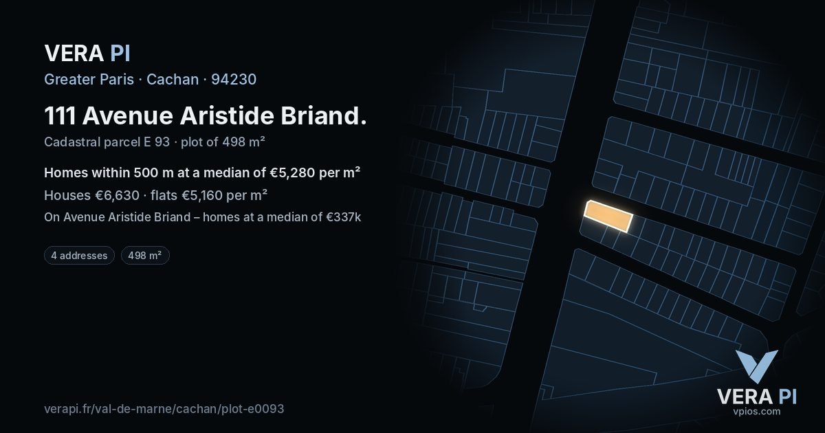 111 Avenue Aristide Briand, Cachan at night – the plot lit, the parcels around coloured by the prices near them