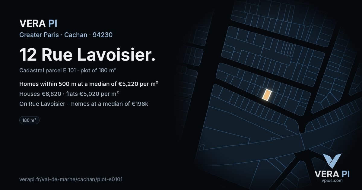 12 Rue Lavoisier, Cachan at night – the plot lit, the parcels around coloured by the prices near them