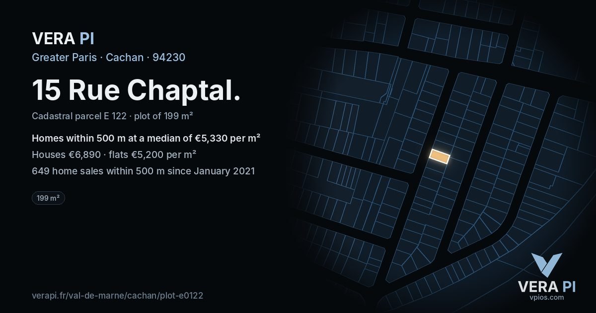 15 Rue Chaptal, Cachan at night – the plot lit, the parcels around coloured by the prices near them