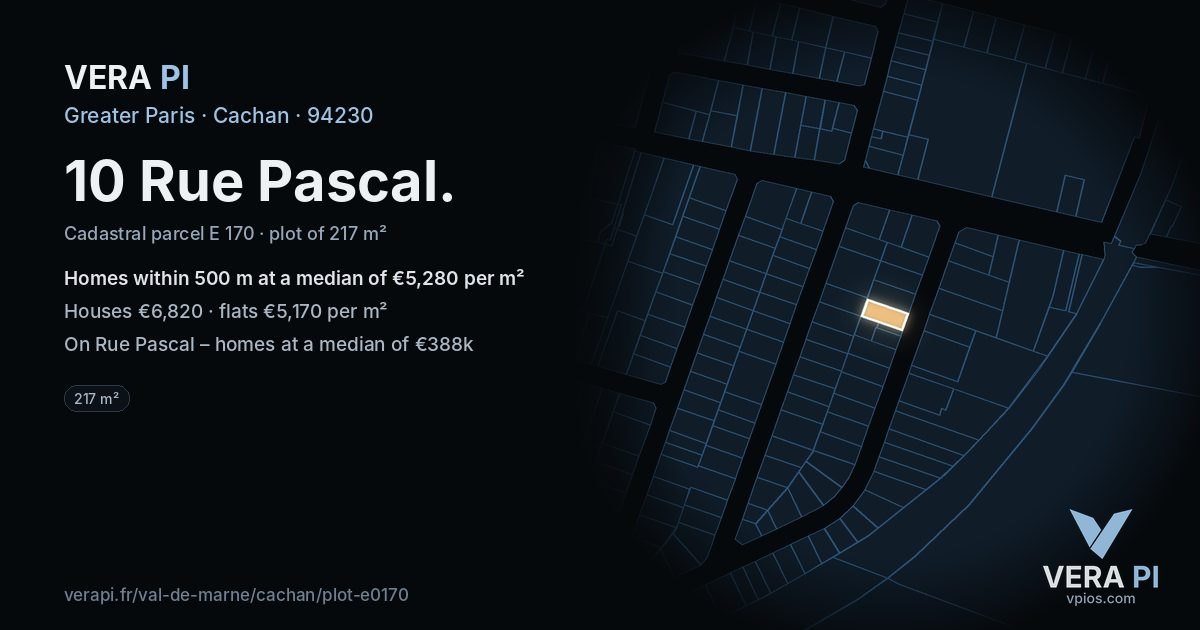 10 Rue Pascal, Cachan at night – the plot lit, the parcels around coloured by the prices near them