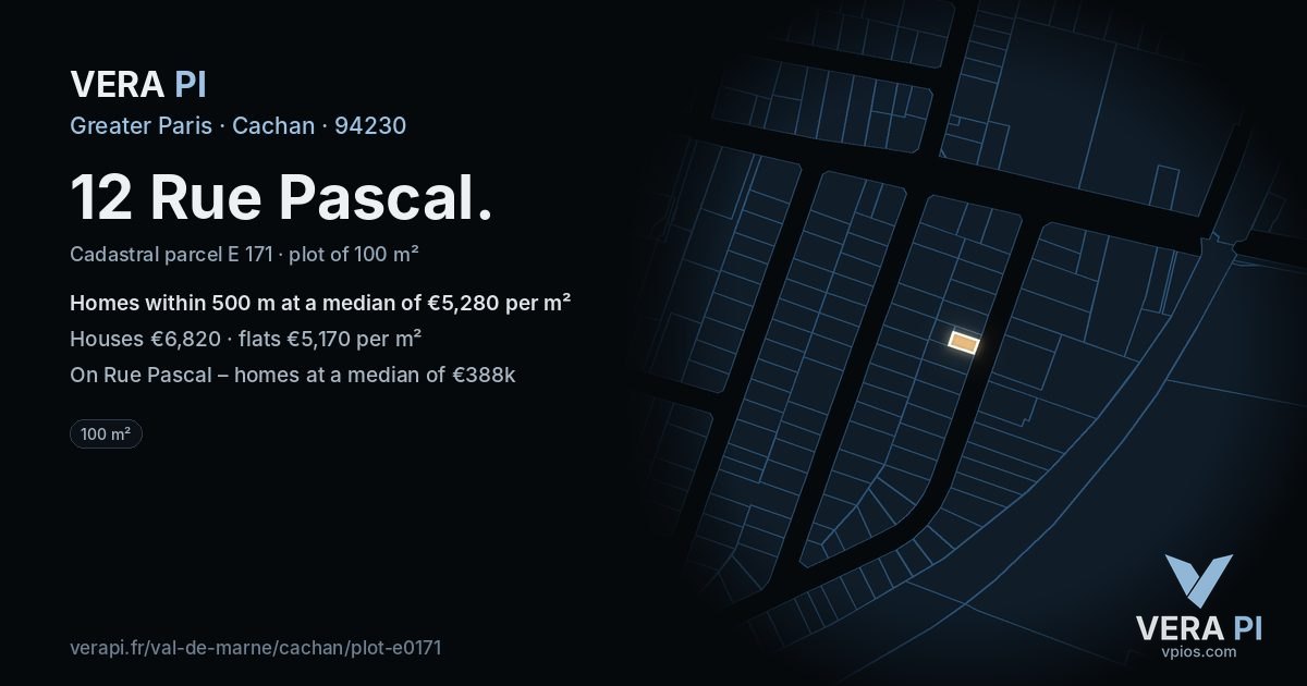 12 Rue Pascal, Cachan at night – the plot lit, the parcels around coloured by the prices near them