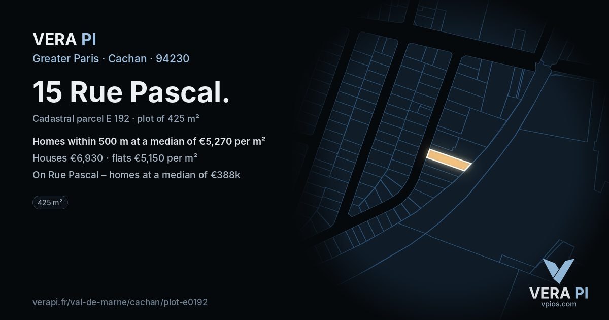 15 Rue Pascal, Cachan at night – the plot lit, the parcels around coloured by the prices near them