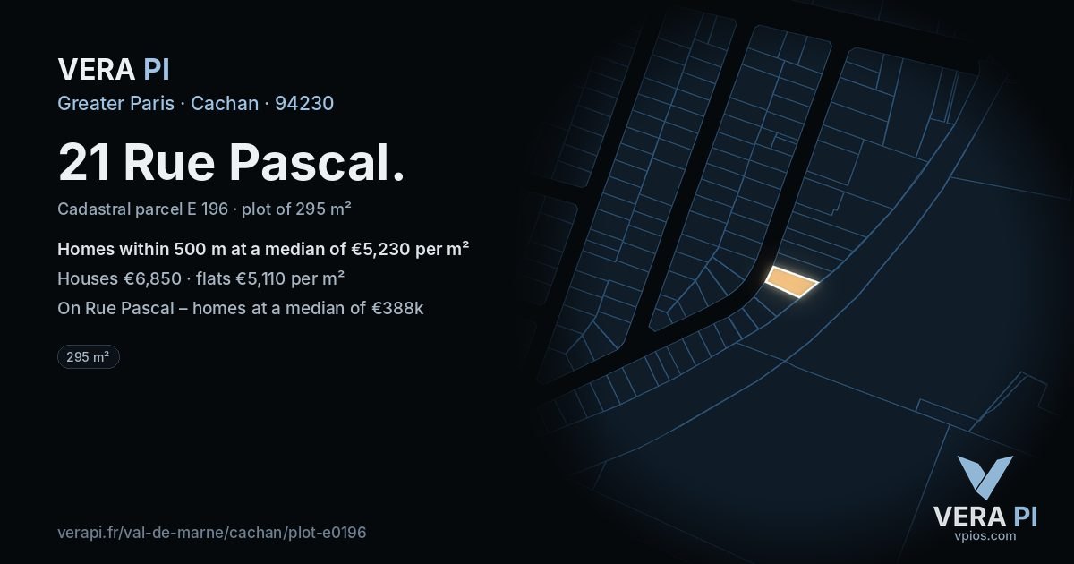 21 Rue Pascal, Cachan at night – the plot lit, the parcels around coloured by the prices near them